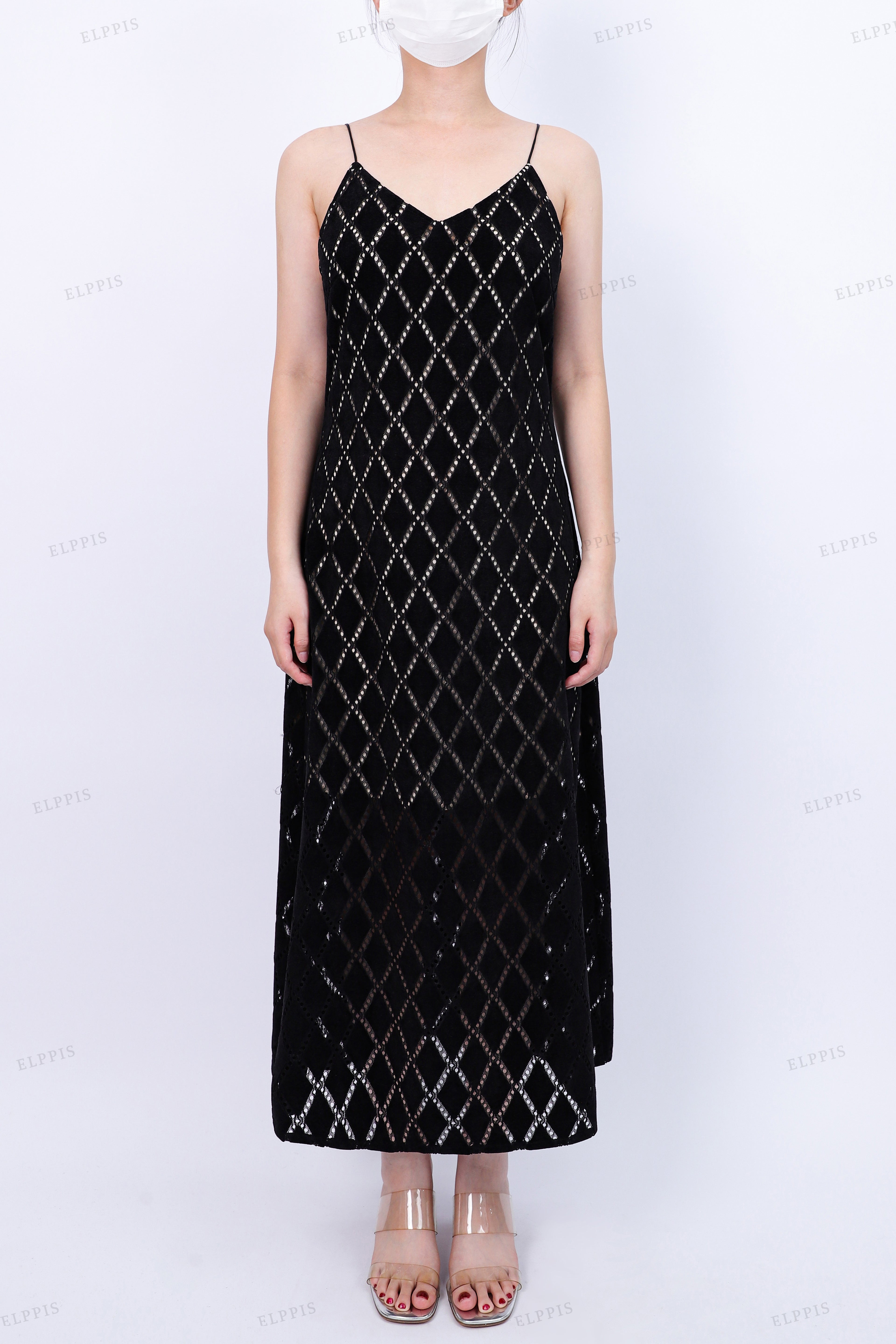 WFW019B Sheer Slip Long Dress