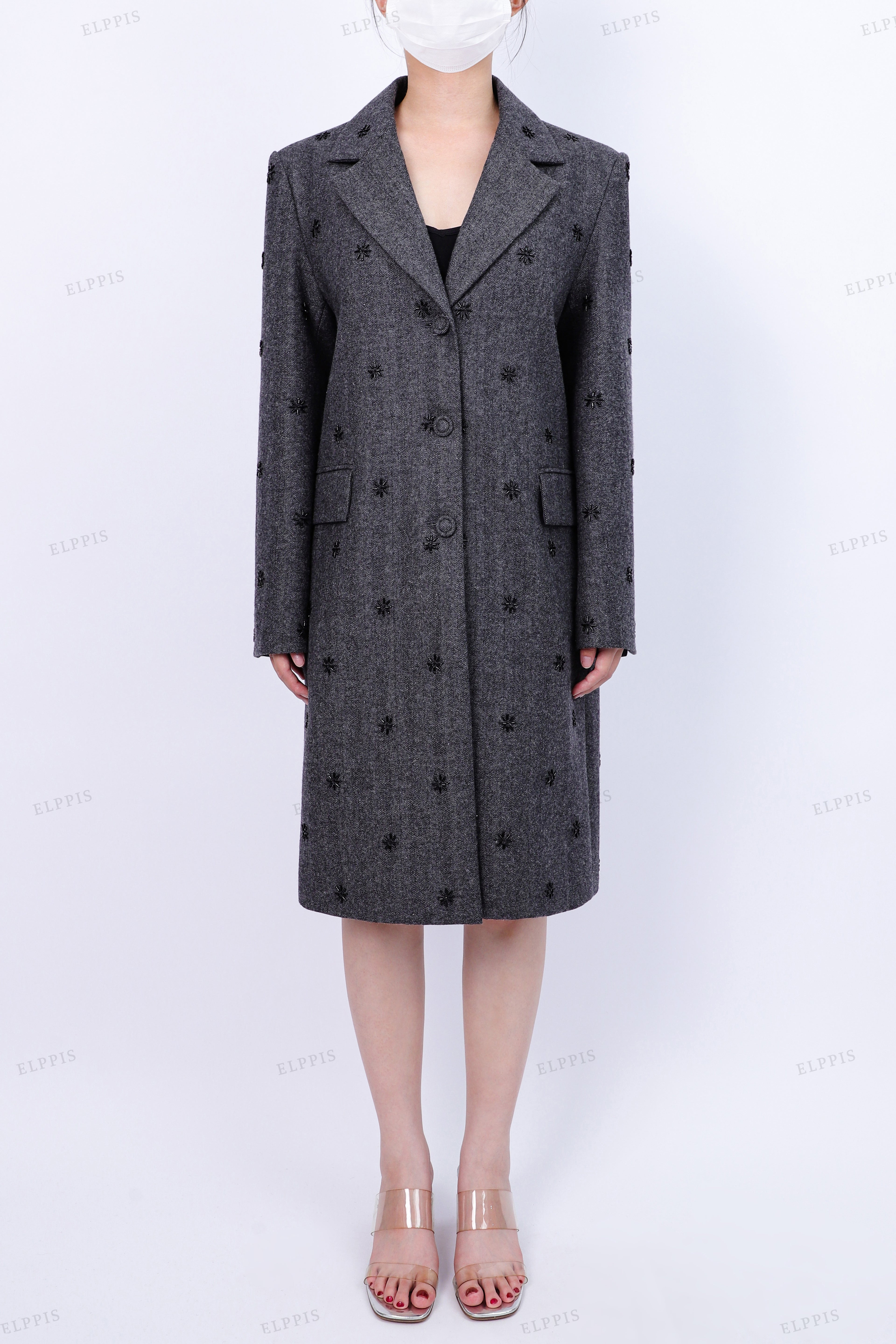 WFW049C Tweed Long Coat