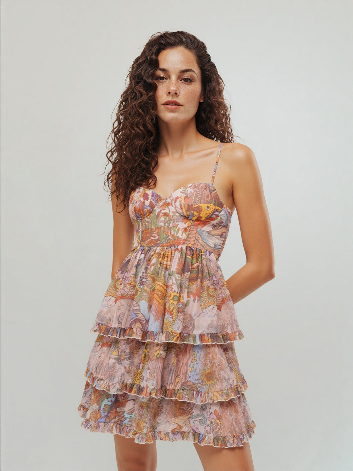 WZBA1093 Floral Cami Short Dress