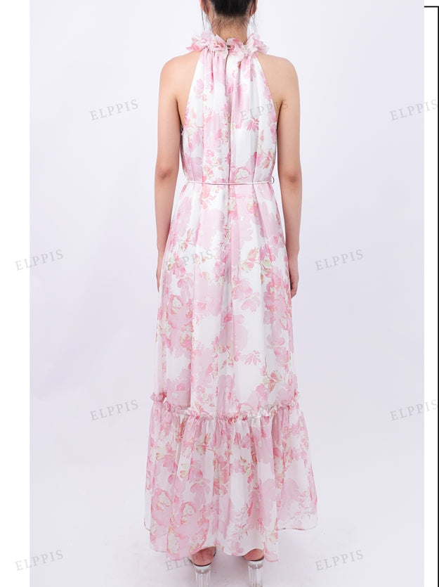WZBA1196 Chiffon Floral Sleeveless Dress