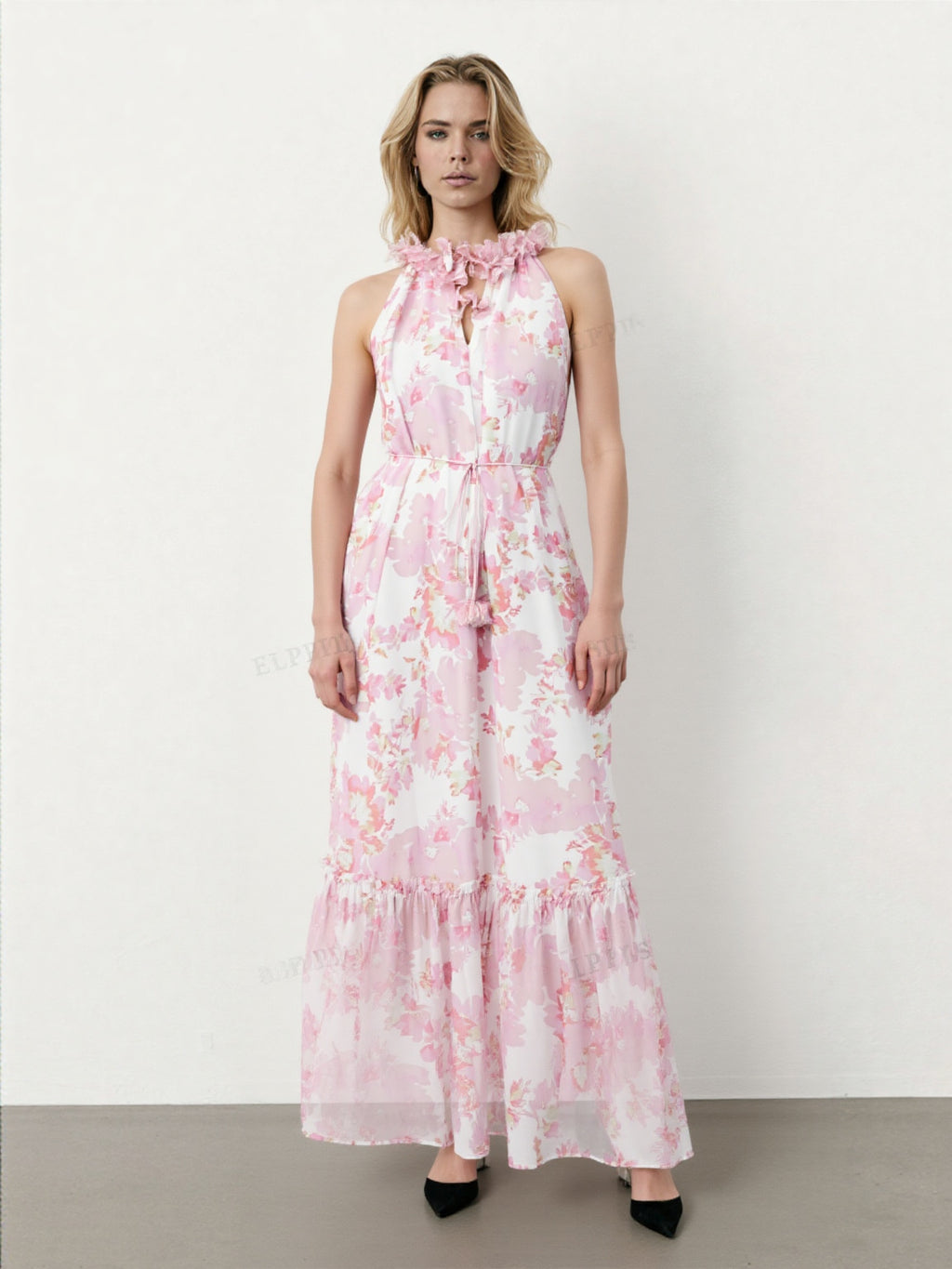 WZBA1196 Chiffon Floral Sleeveless Dress