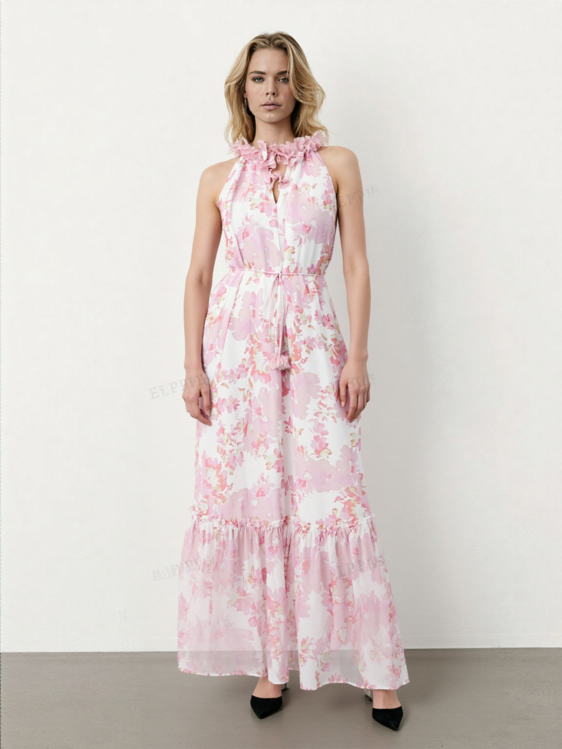 WZBA1196 Chiffon Floral Sleeveless Dress