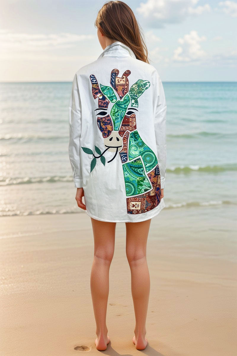 WZTA1100-Oversized Button-Up Shirt