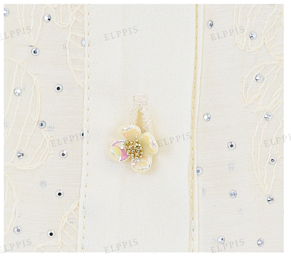 WZTA1284 Embroidery Sheer Long Shirt