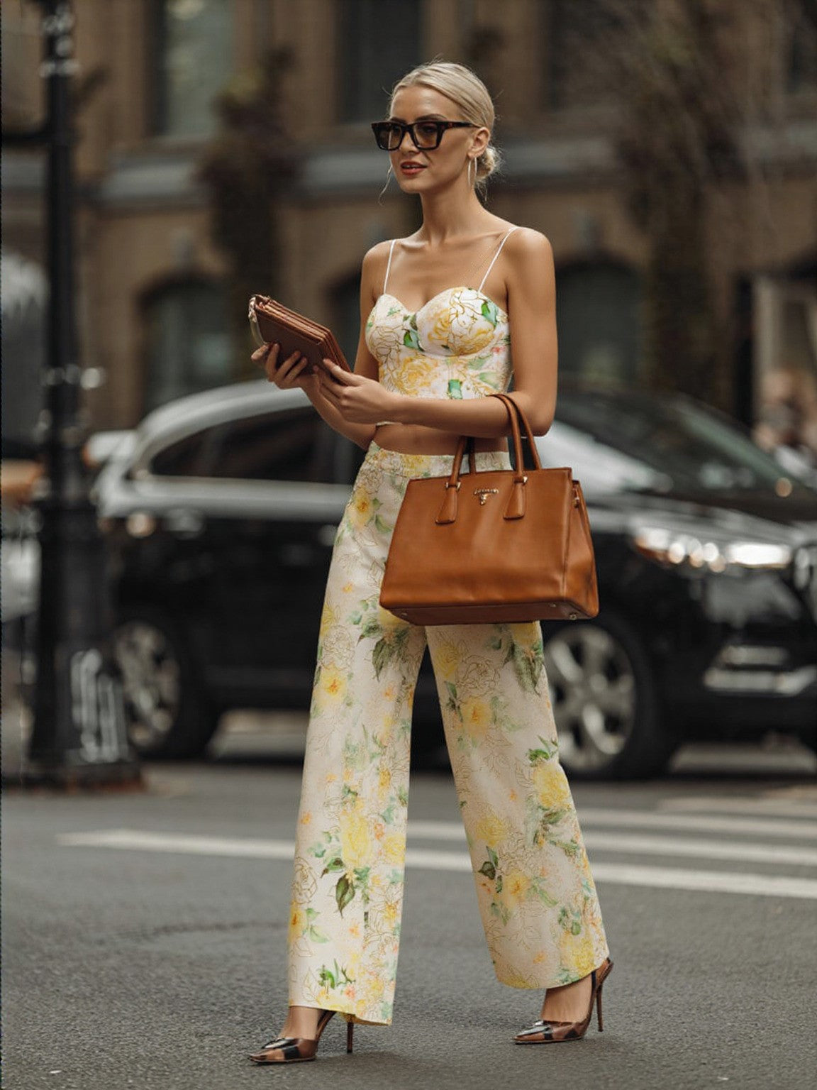 WZUA1001 Floral Camis and Pants Set