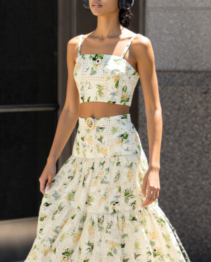 WZUA1413 Floral Cami and Skirt Set