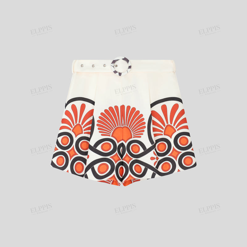 WZUA1358 Geo Prints Shirt and Shorts Set