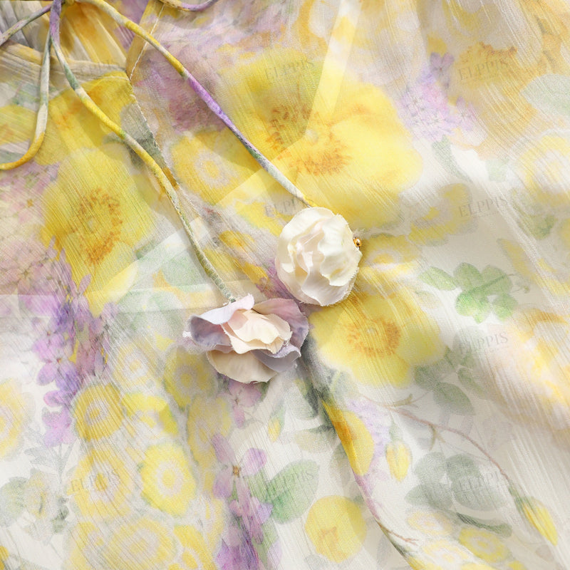 WZBA1077 Chiffon Floral Long Dress
