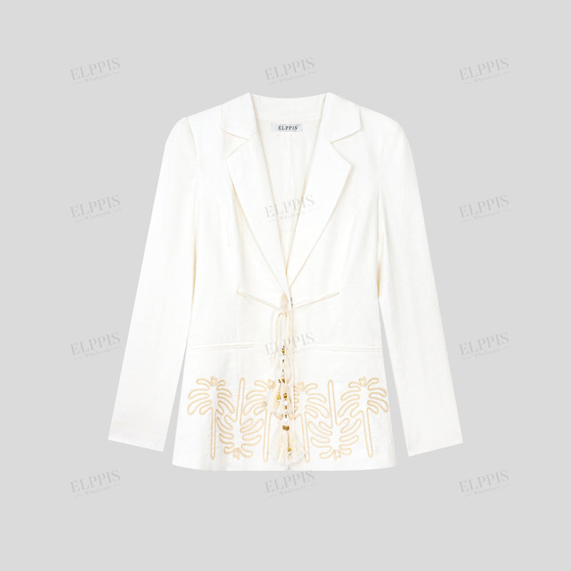 WZTA1421 Embroidery Linen Blazer Outerwear