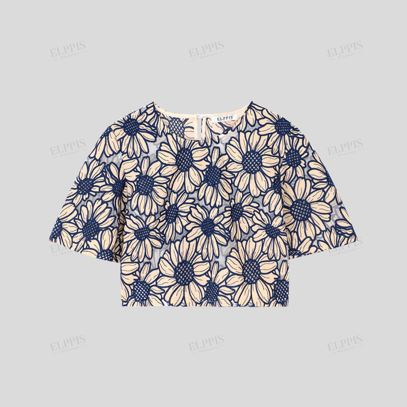 WZUA1016 Embroidered Top and Pants set