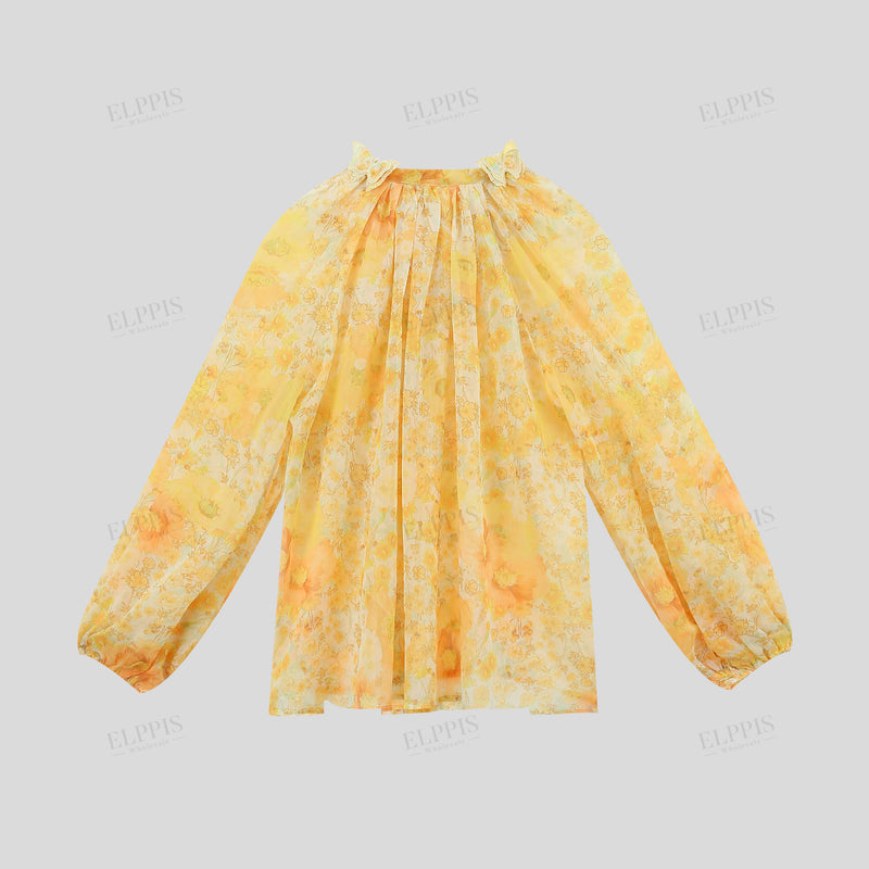 WZTA1288 Floral Blouse Long Shirt