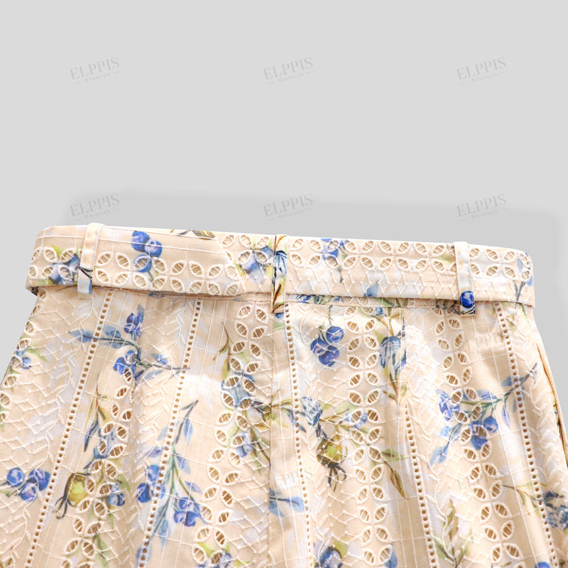 WZUA1024 Floral Lace Top and Pants Set