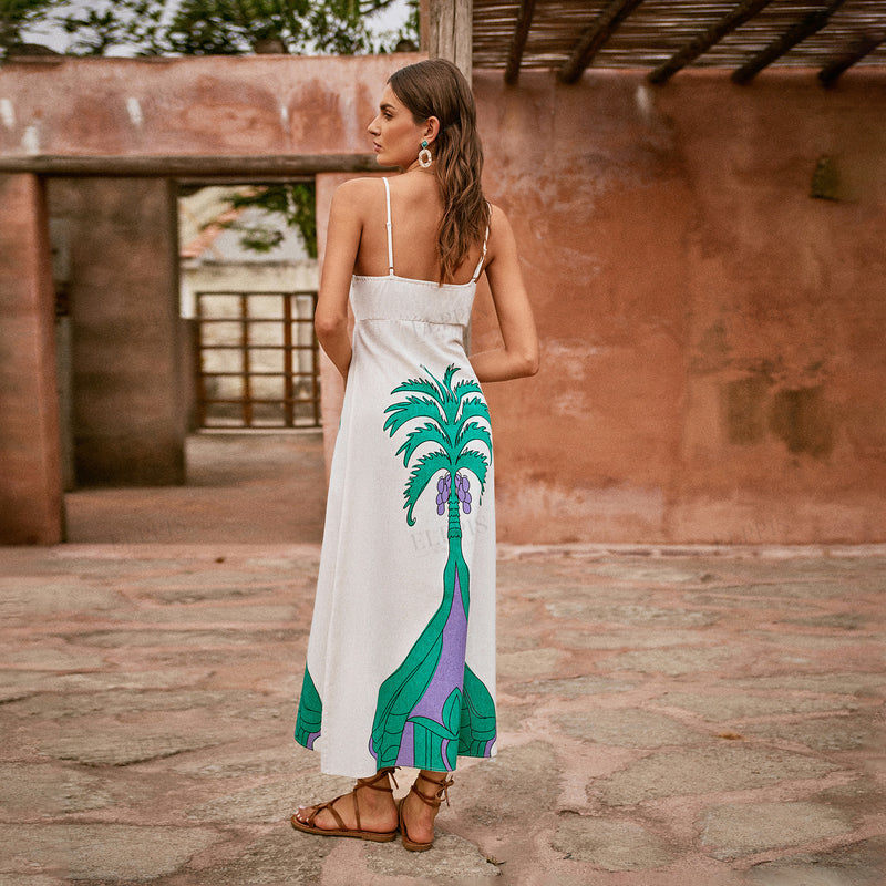 WZBA1374 Tropical Prints Cami Long Dress