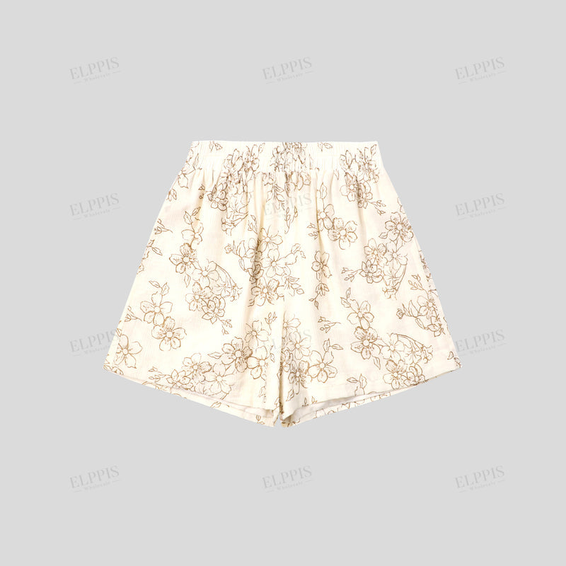 WZUA1107 Floral Shirt and Shorts Set