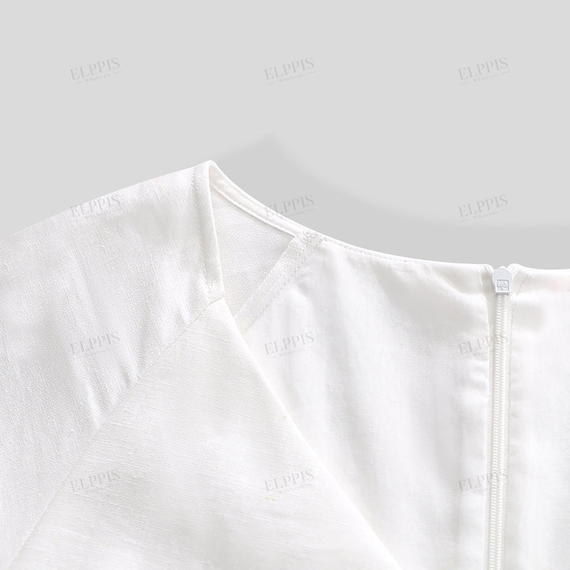 WZBA1057 Cotton-linen Embroidered Short Dress