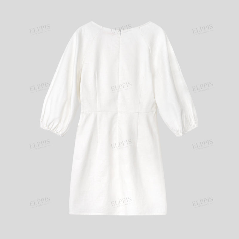 WZBA1057 Cotton-linen Embroidered Short Dress