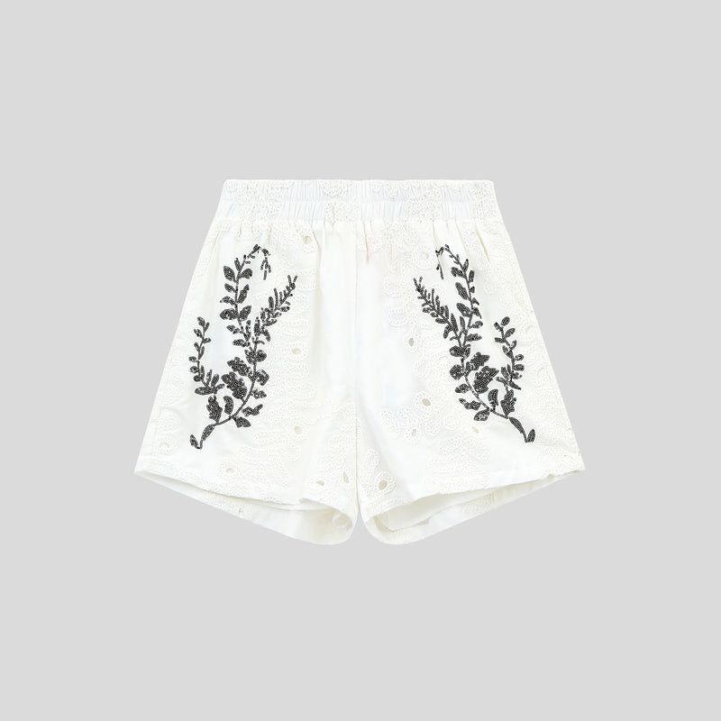 WZUA1109 Lace Embroidery Shorts