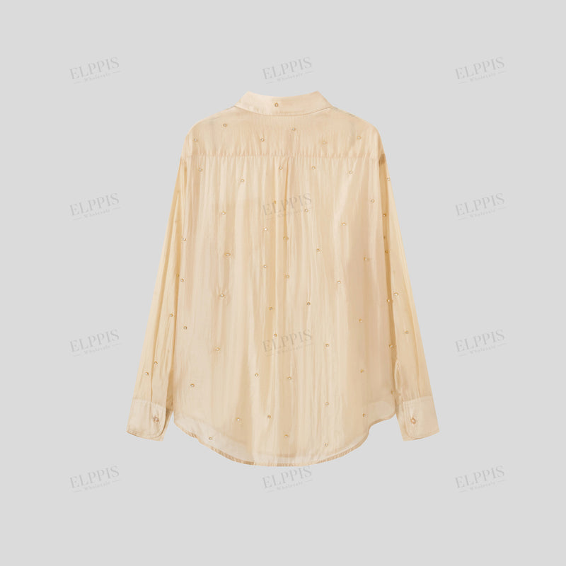 WZUA1278 Rhinestones Blouse and Shorts Set