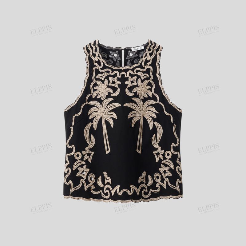 WZTA1192 Coconut Tree Embroidered Tank Top