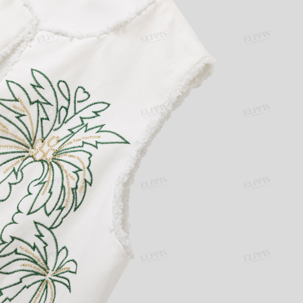 WZTA1154 Palm Tree Embroidered Vest Outerwear