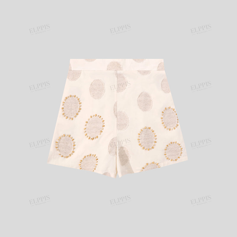 WZUA1064 Beaded Shirt and Shorts Set
