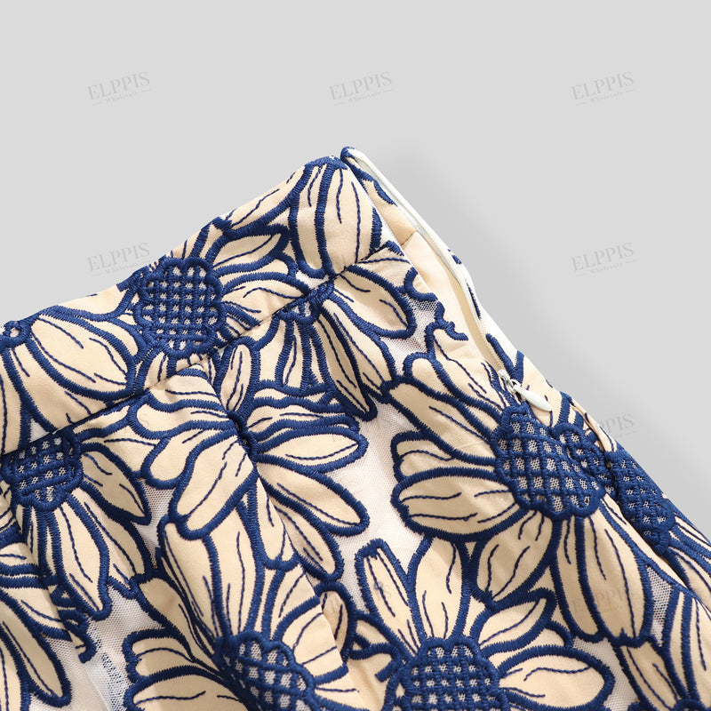 WZUA1016 Embroidered Top and Pants set