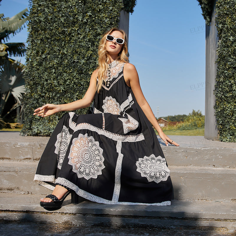 WZBA1051 Boho Lace Maxi Dress
