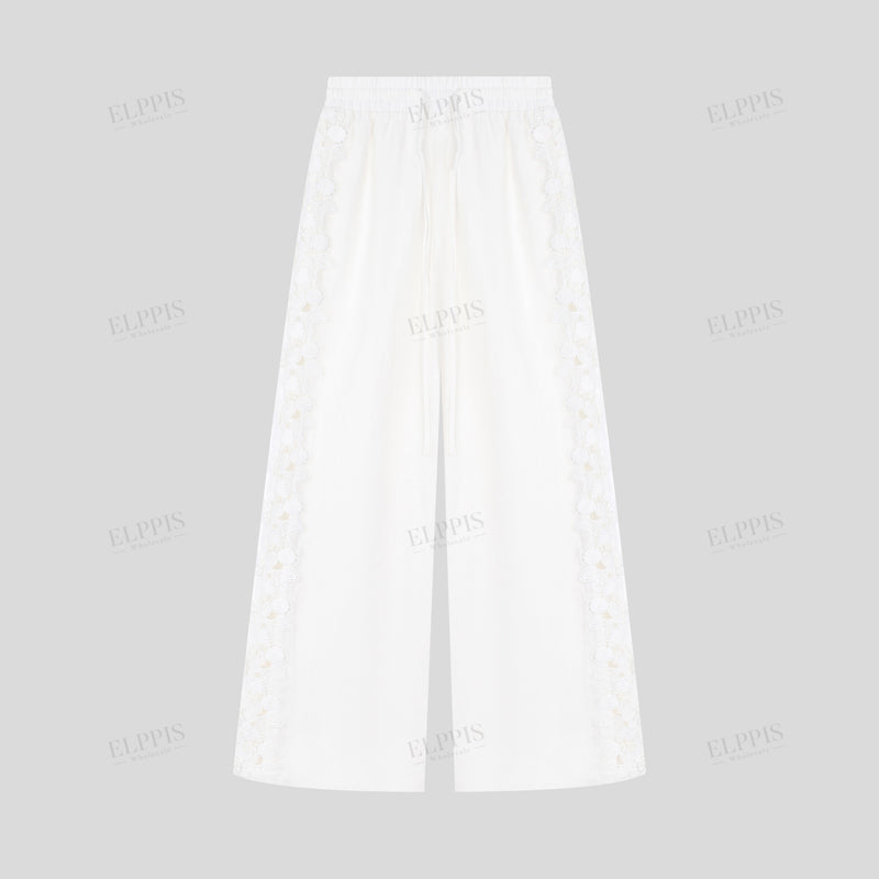 WZPA1239 3D Floral Linen Pants
