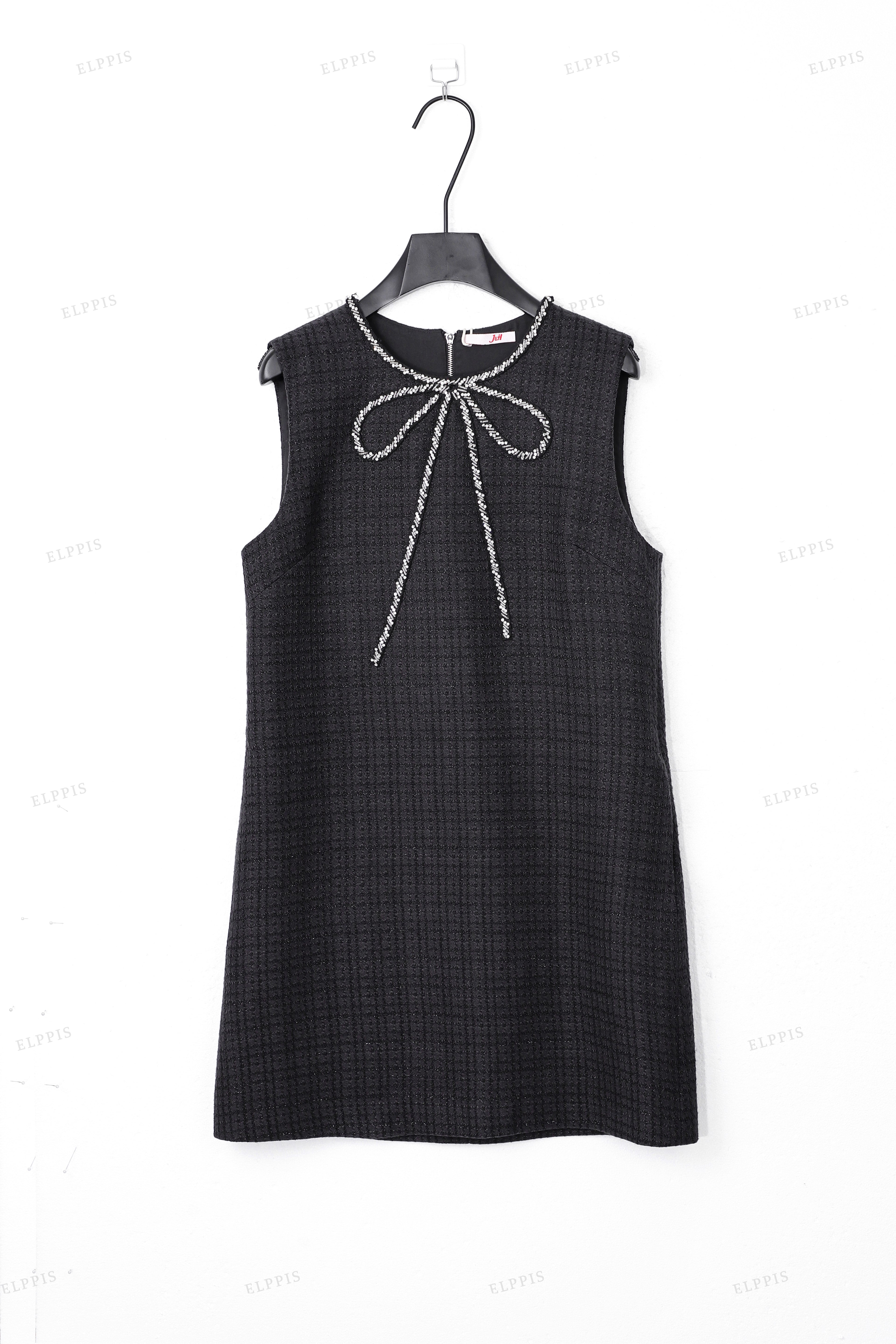 WFWC021 Rhinestones Tweed Quilted Short Dress
