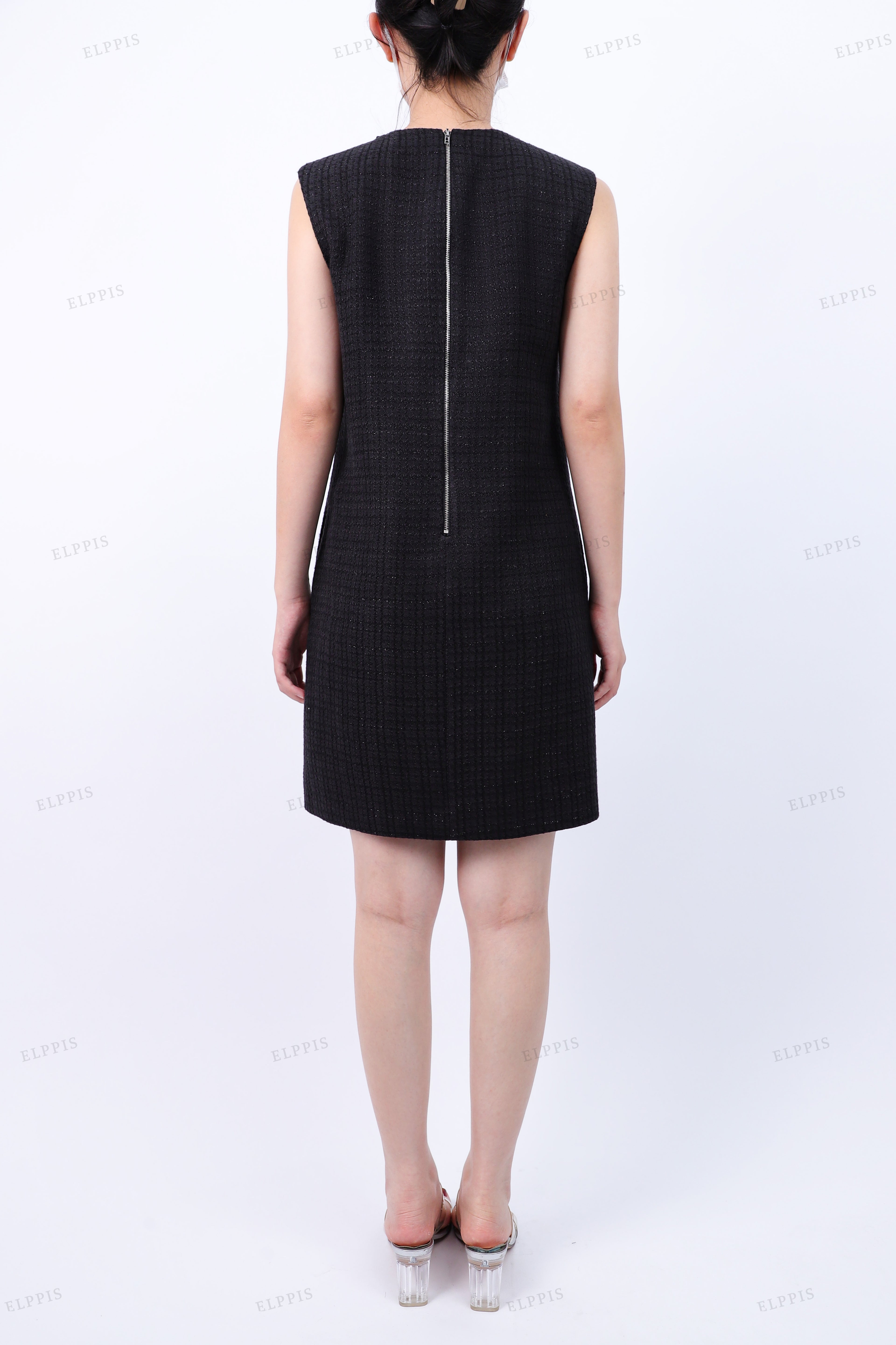 WFWC021 Rhinestones Tweed Quilted Short Dress