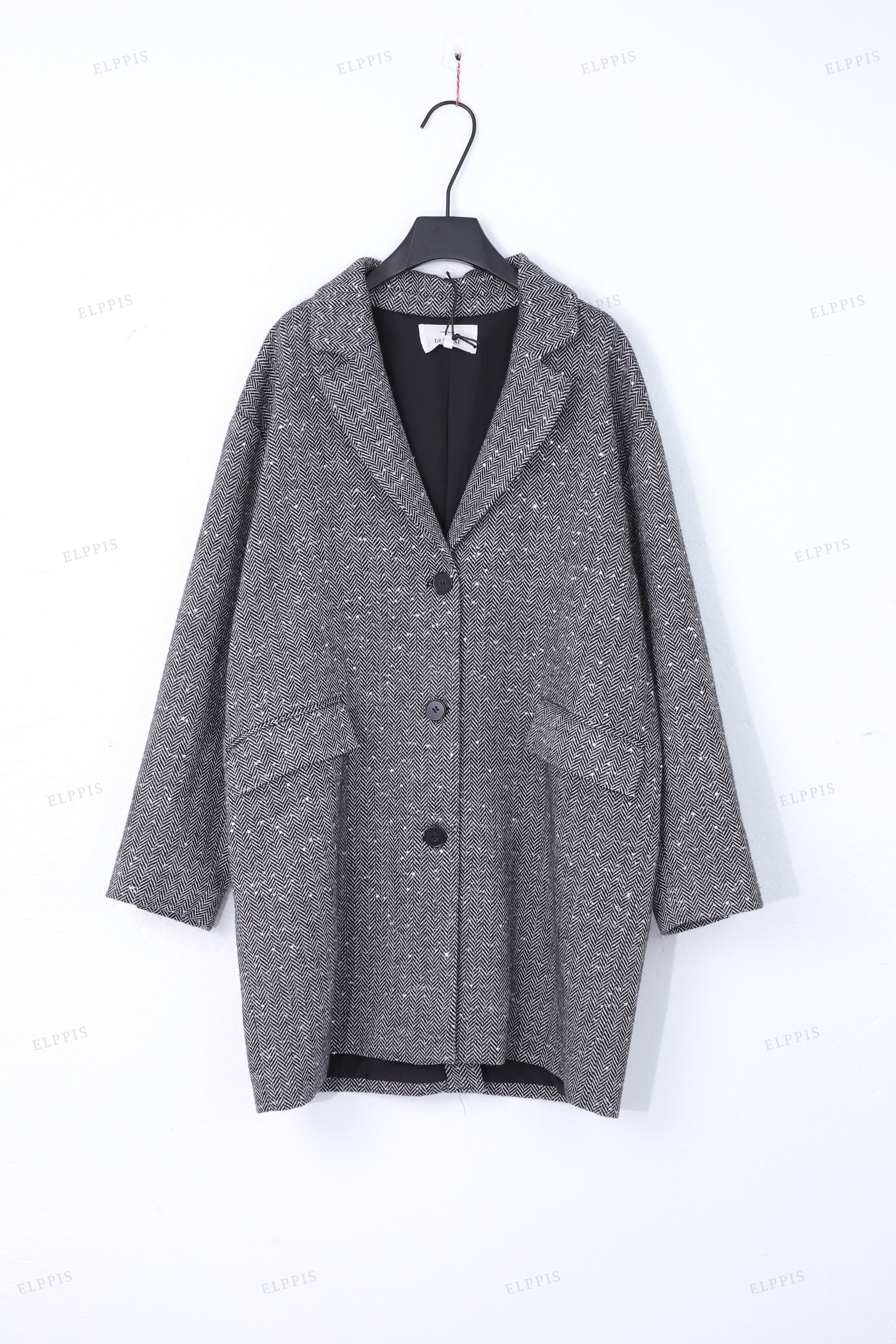 WFWC041 Tweed Long Blazer Coat