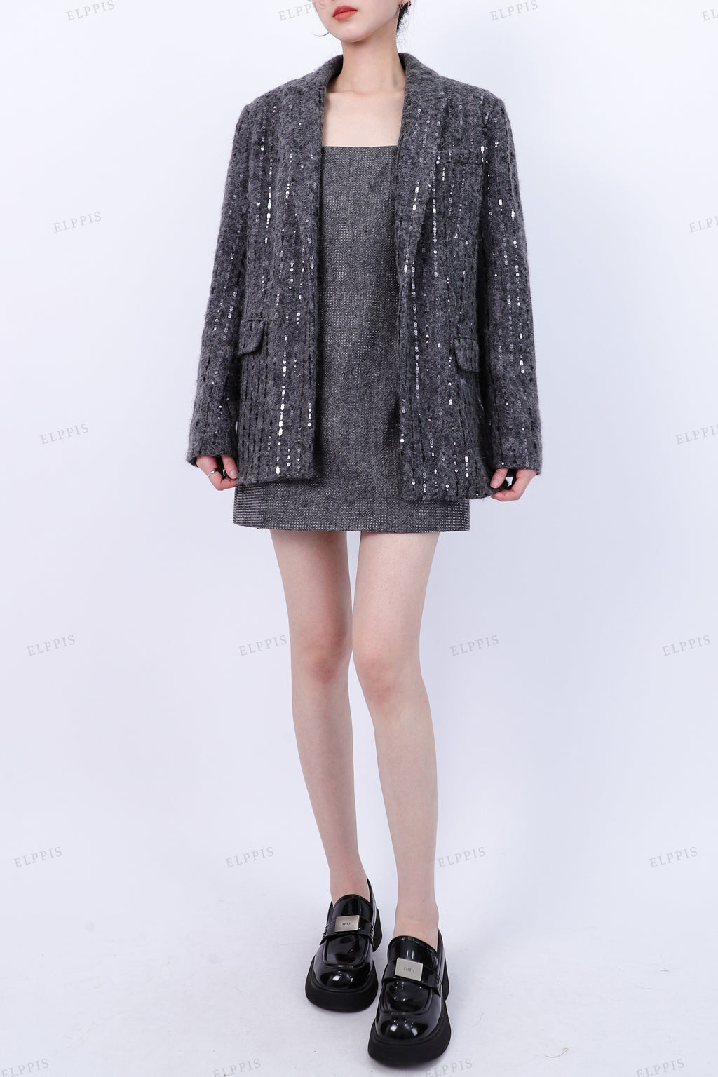 WFWC045 Sequins Blazer Coat