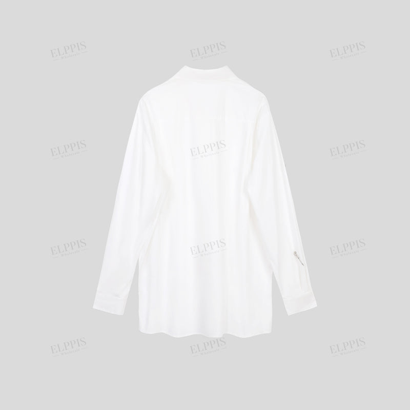 WZTA1097 Metallic Rose Deco Long Shirt