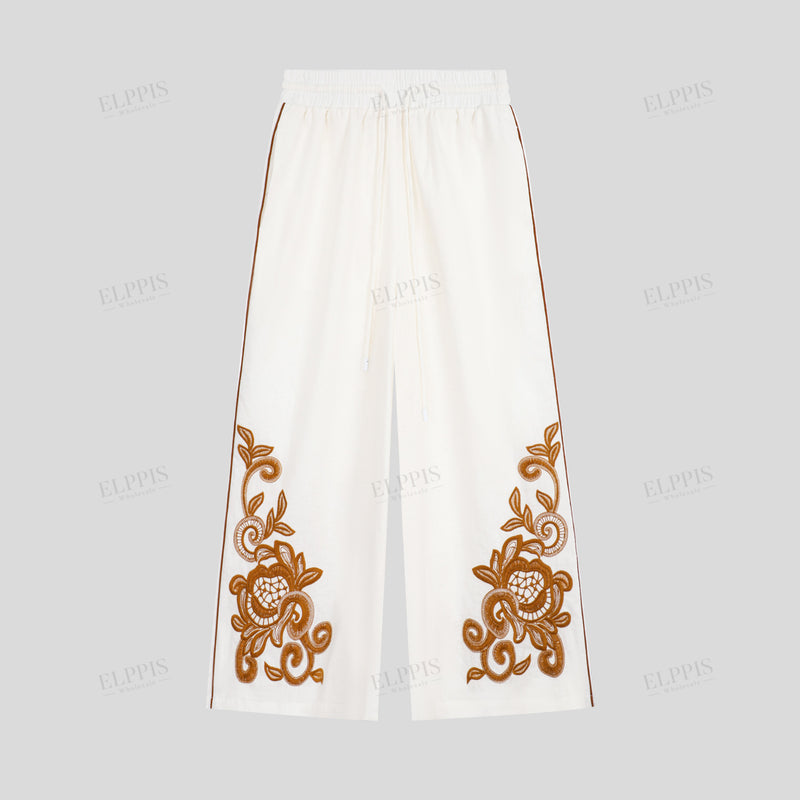 WZUA1053 Embroidered Blouse and Pants Set