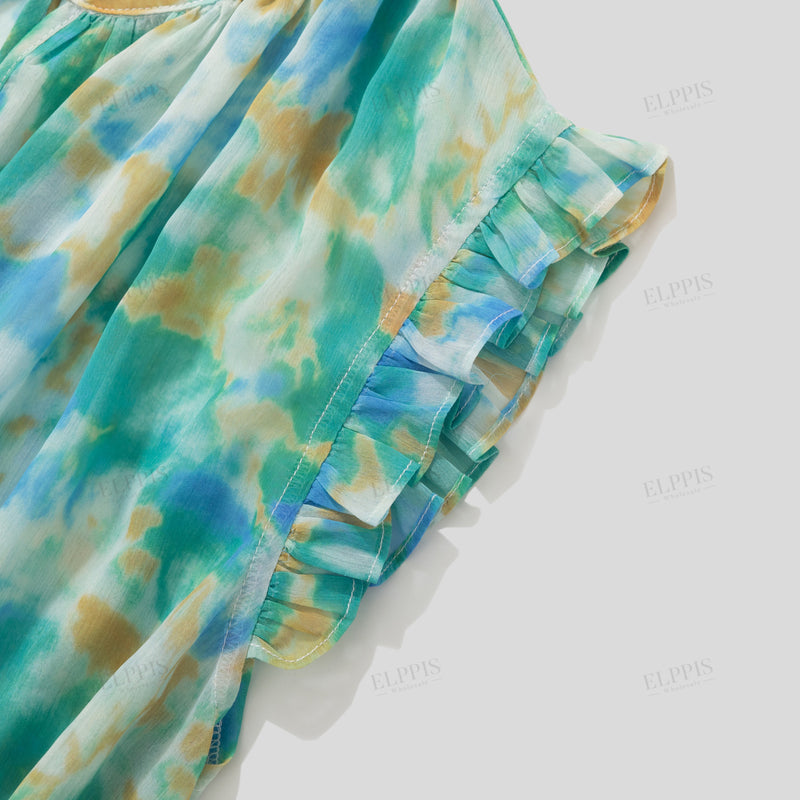 WZBA1197 Tie Dye Sleeveless Long Dress