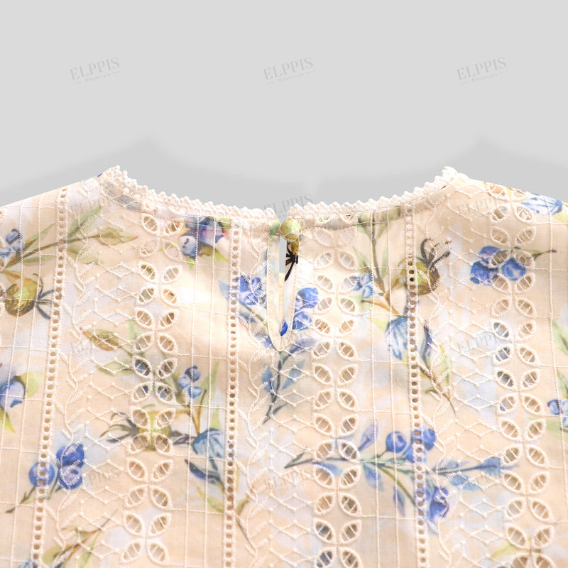 WZUA1024 Floral Lace Top and Pants Set