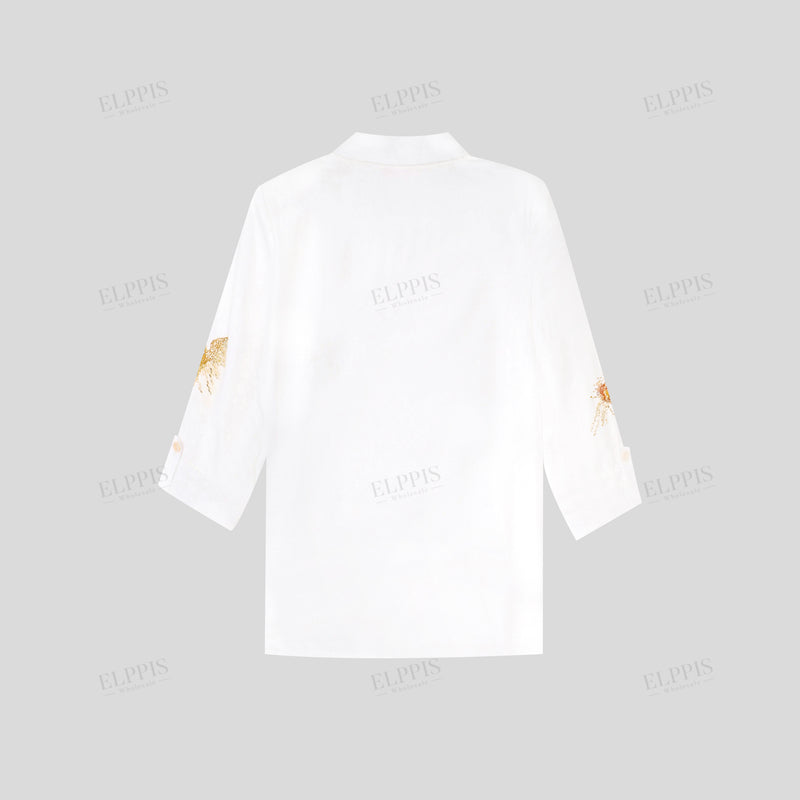 WZTA1043 Beaded Embroidery 3/4 Sleeve Blazer