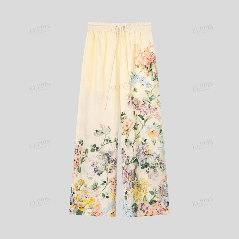 WZPA1180 Floral Wide Leg Pants