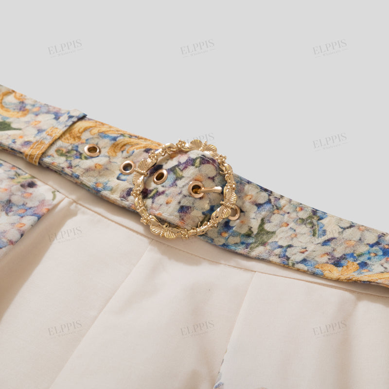 WZWSXP329M Floral Belted Shorts