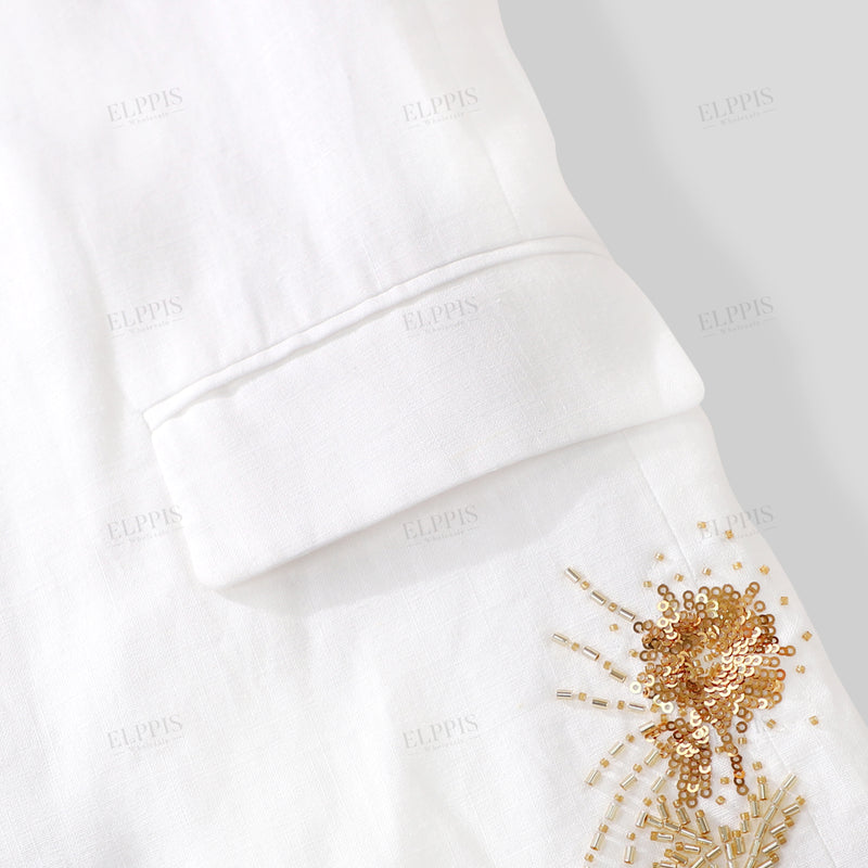WZTA1043 Beaded Embroidery 3/4 Sleeve Blazer