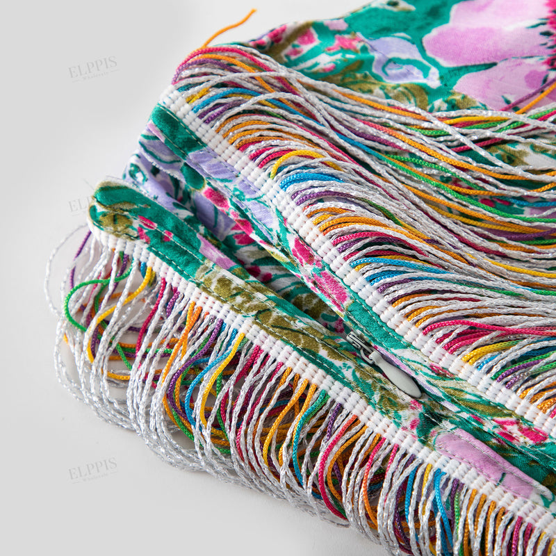 WZQA1469 Rainbow Tassels Vintage Skirt