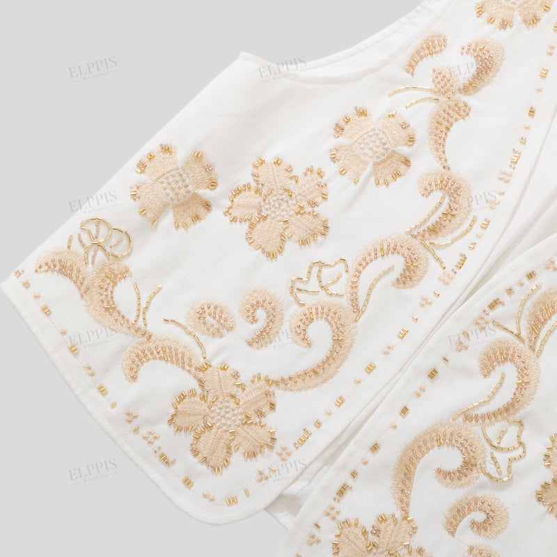 WZTA1304 Embroidered Beaded Vest Outerwear