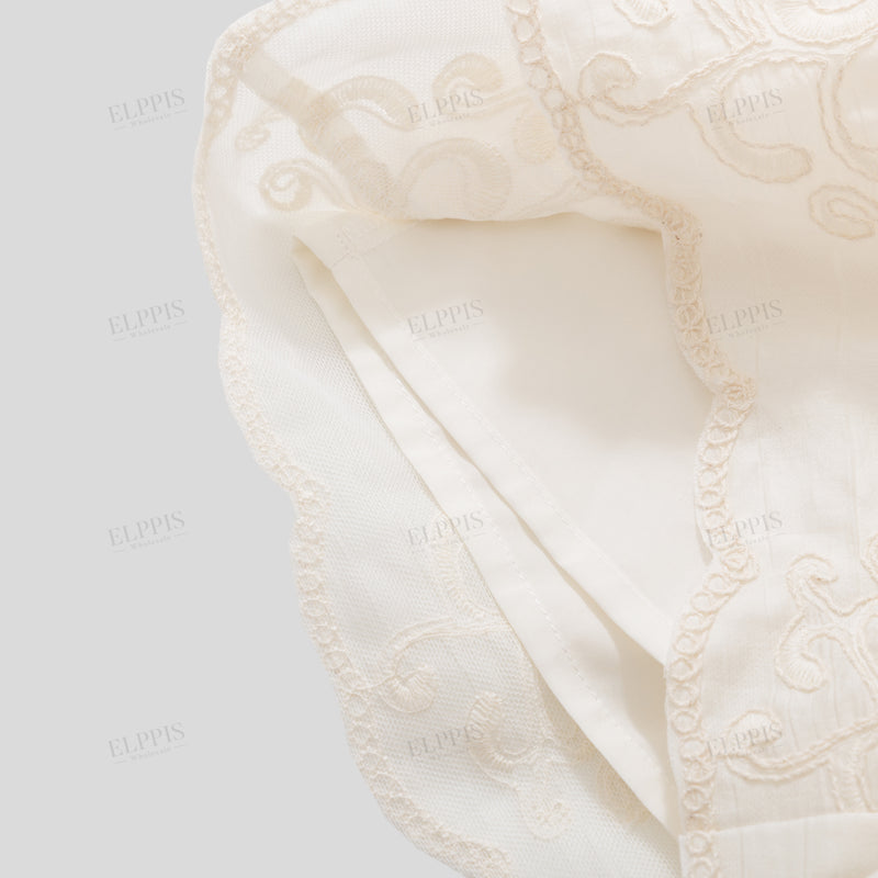 WZUA1187 Lace Embroidery Shirt and Shorts Set
