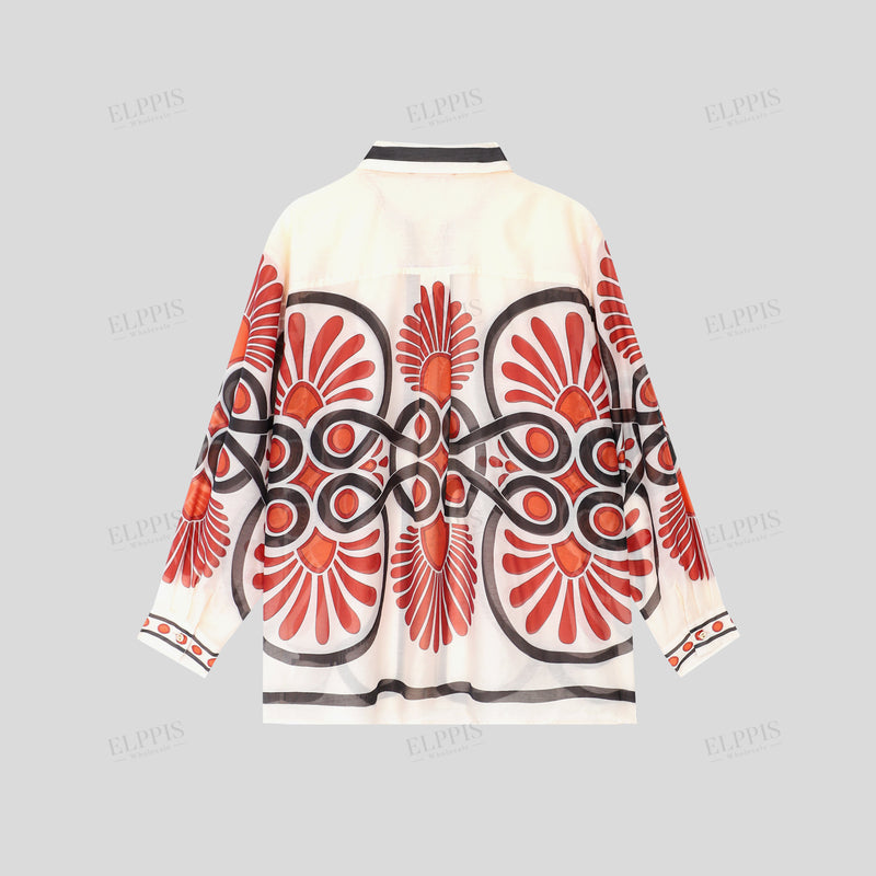 WZUA1358 Geo Prints Shirt and Shorts Set
