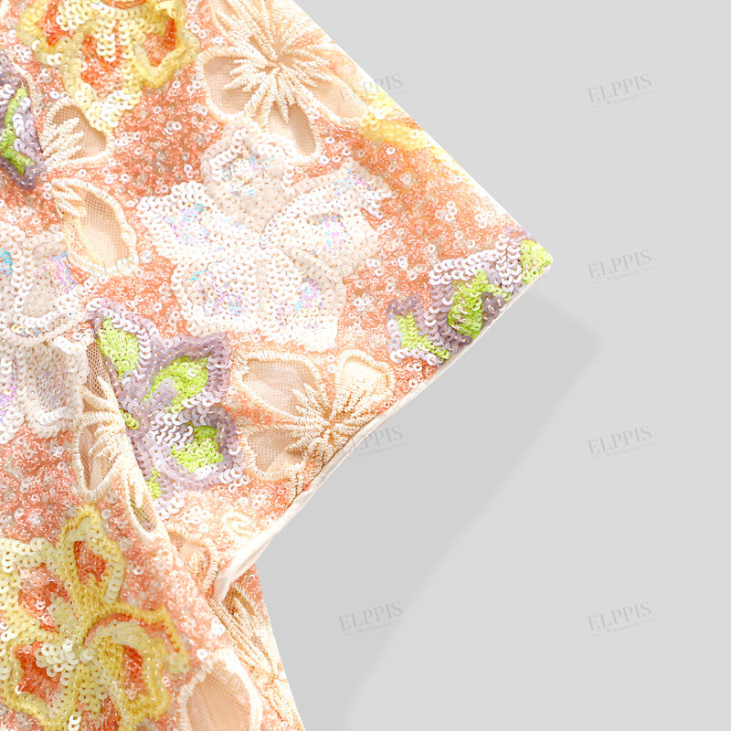WZUA1451 Floral Lace Top and Skirt Set
