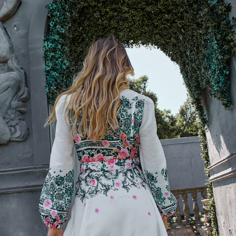 WZBA1307 Floral Long Sleeve Dress