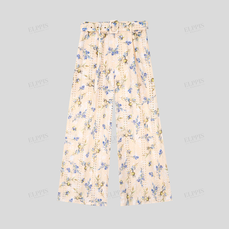 WZUA1024 Floral Lace Top and Pants Set