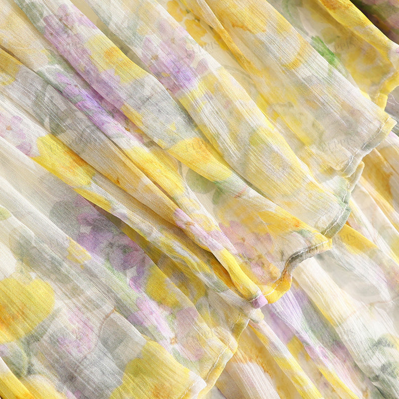 WZBA1077 Chiffon Floral Long Dress