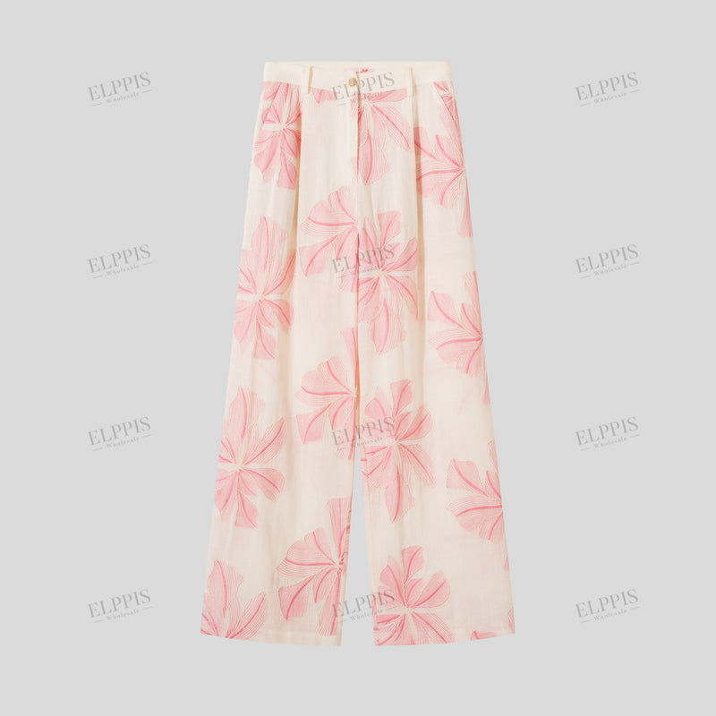 WZUA1437 Floral Embroidery Vest and Pants Set