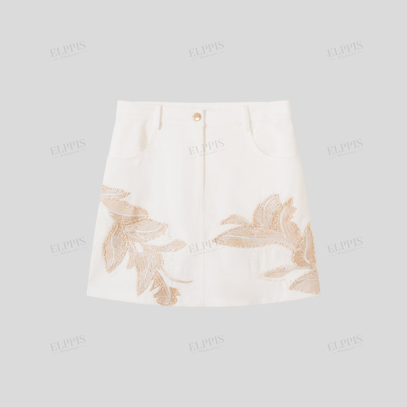 WZQA129 Embroidered Mini Skirt